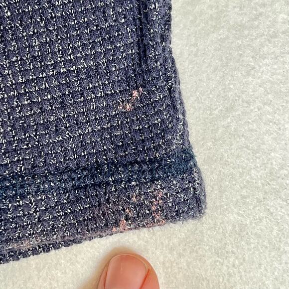 Style & Co Sport Lightweight Hoodie Woman's L Heathered Blue Grey Knit & Waffle - Picture 5 of 13